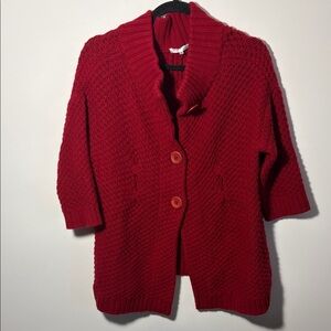 Vince Women’s Wool & Cashmere Button Cozy Red Cardigan Sweater